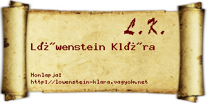 Löwenstein Klára névjegykártya